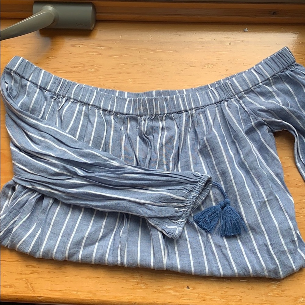 Striped off the shoulder shirt